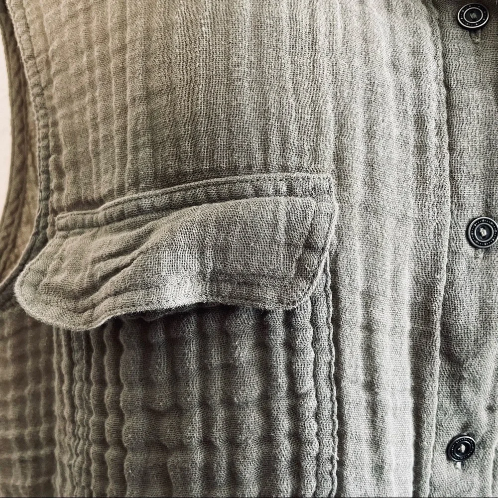 Free People Sleeveless Gauze Buttondown